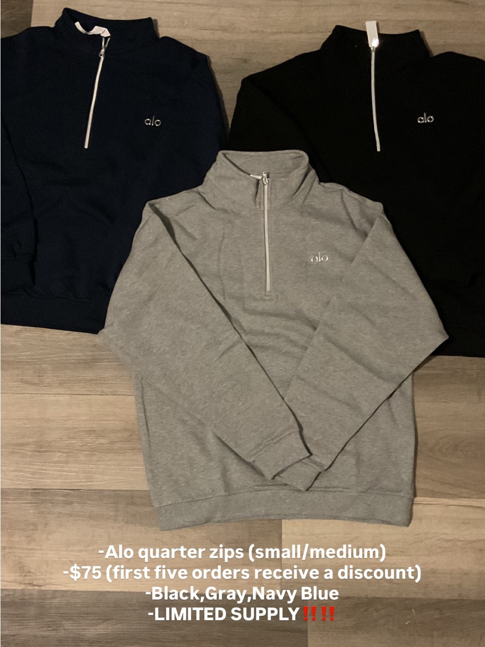 ALO Yoga Men’s Quarter-Zip Sweater — Gray, Black, Navy Blue